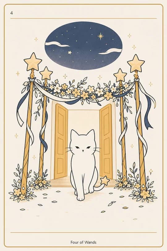 완드 4 (Four of Wands) 타로 카드