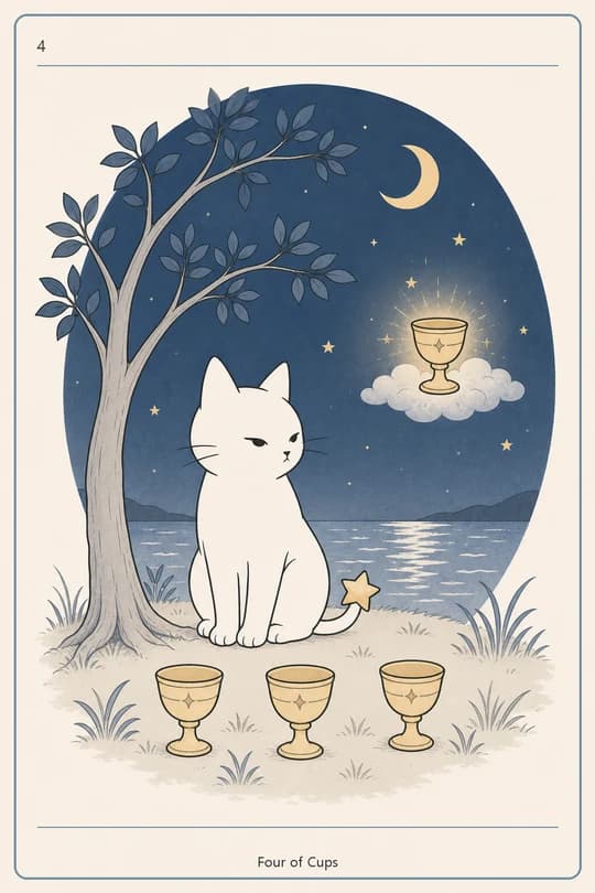 컵 4 (Four of Cups) 타로 카드