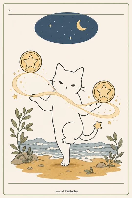 펜타클 2 (Two of Pentacles) 타로 카드