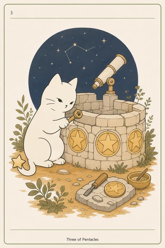 펜타클 3 (Three of Pentacles) 타로 카드