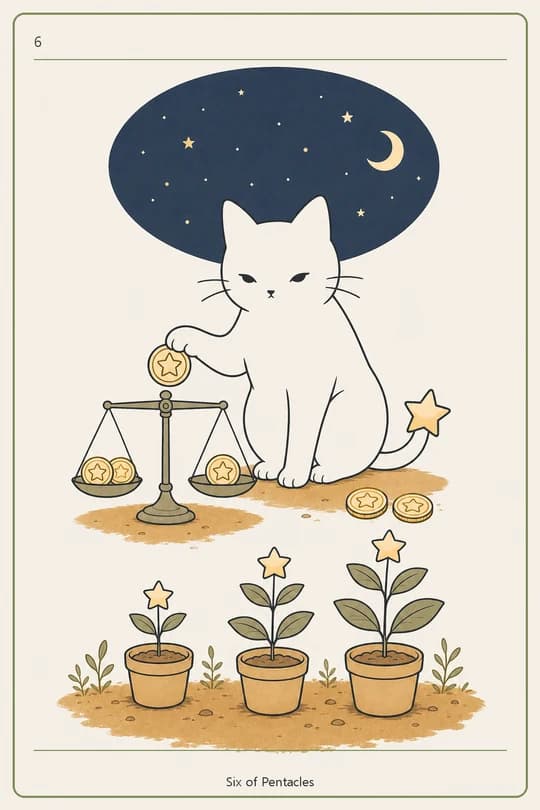 펜타클 6 (Six of Pentacles) 타로 카드