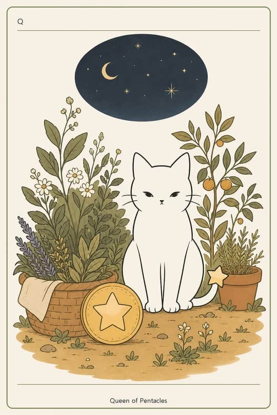 펜타클 퀸 (Queen of Pentacles) 타로 카드